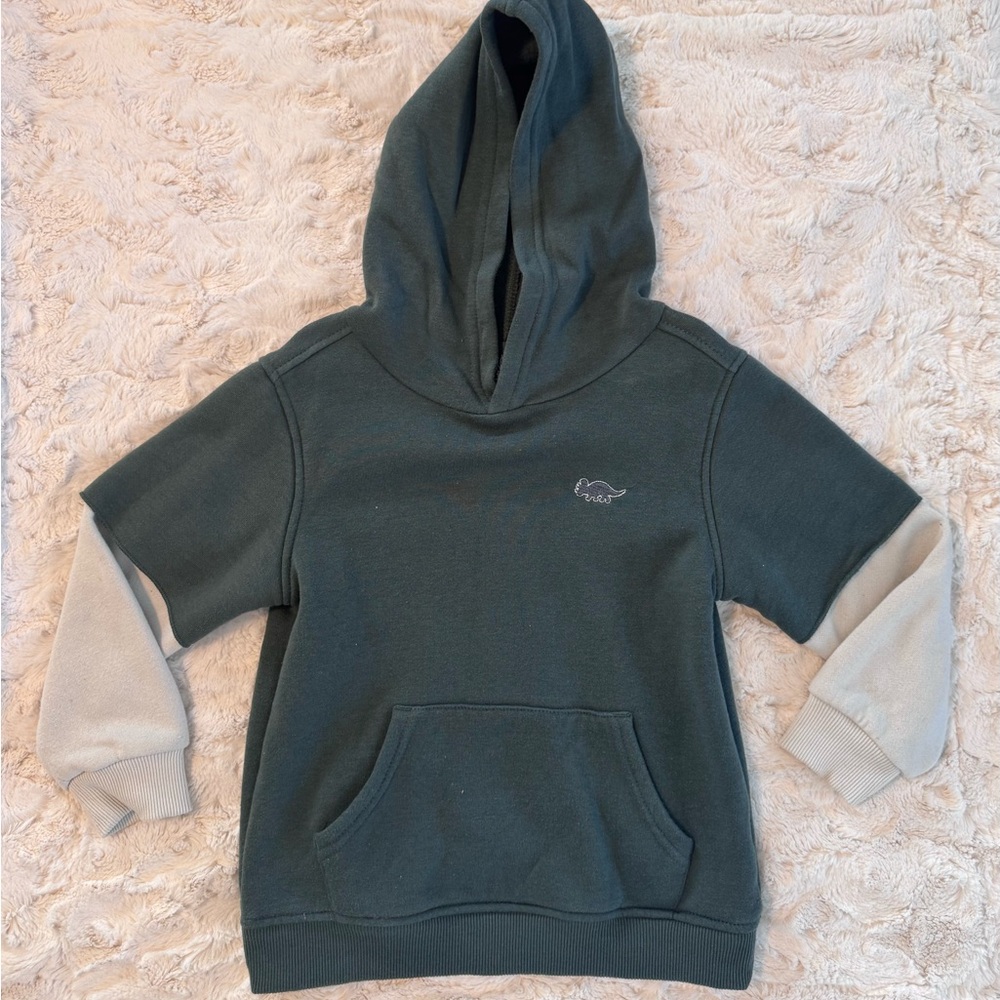 Kids Hooded Sweatshirt - Green and Gray